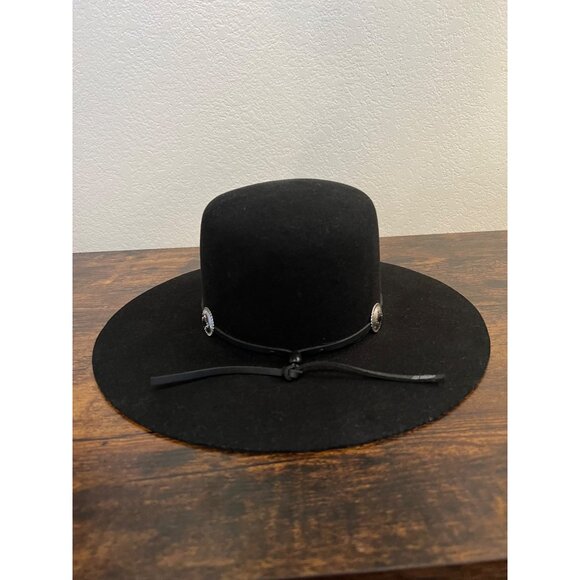 Charlie 1 Horse Stage Coach Black Wool Cowboy Hat Silver Concho Band Size 7 1/8 - Picture 4 of 7